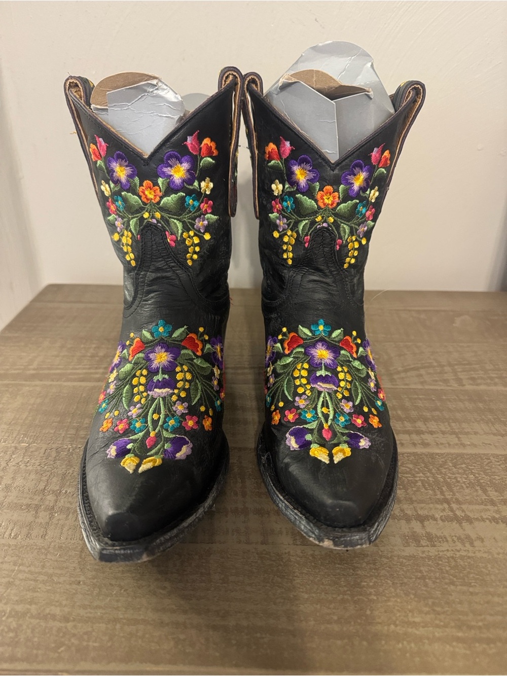 Old Gringo Sora Embroidered Floral Leather Western Cowboy Boots Black 7.5 - Picture 9 of 10